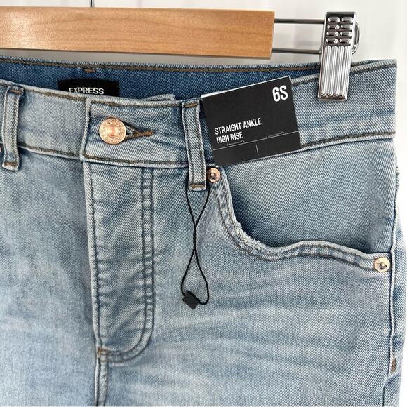 Express Straight Ankle High Rise Button Fly Jeans Size 6S - Picture 3 of 9